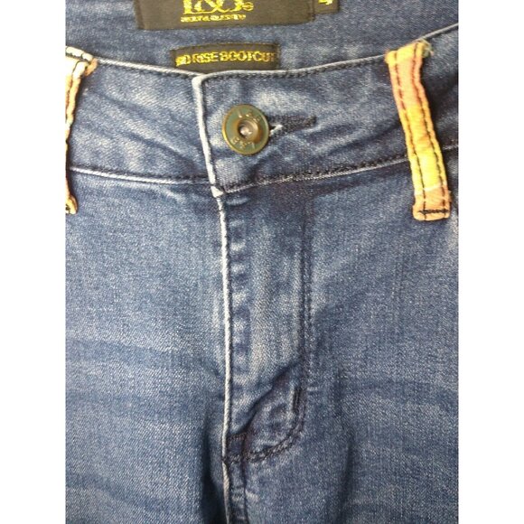 Lucky & Blessed Jeans L&B Women's 4 Mid Rise Bootcut Orange Stripe Pockets Trim - Picture 7 of 10